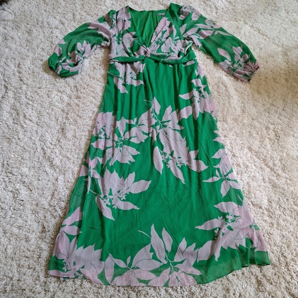 Danny and Nicole Dresses & Skirts - Danny and Nicole Green Pink Floral Twist Front Maxi Dress 14W